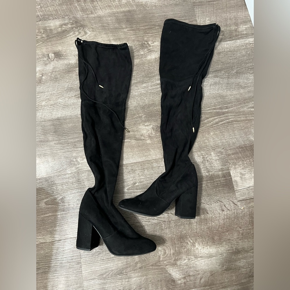 Black over the knee boots. 8.5. Worn once.